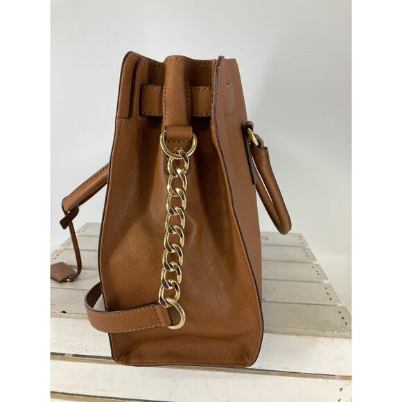 MICHAEL KORS, HAMILTON LARGE BROWN LEATHER SHOULDER BAG ASIS - Picture 5 of 15